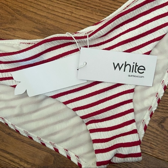 BNWT Quintsoul red & white‎ striped ruched bikini  bottoms in size x-large - Picture 8 of 10